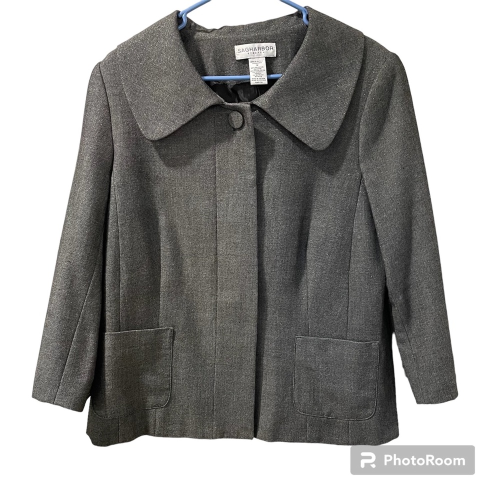 Sag Harbor Women’s Jacket Slight Metallic Sheen Collar Hidden Buttons Stylish 12